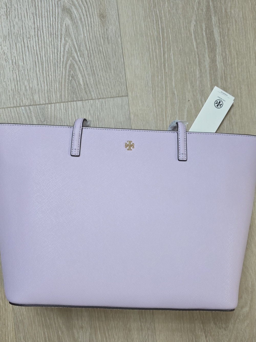 Tory Burch Lavender Saffiano Leather Tote with Gold Logo